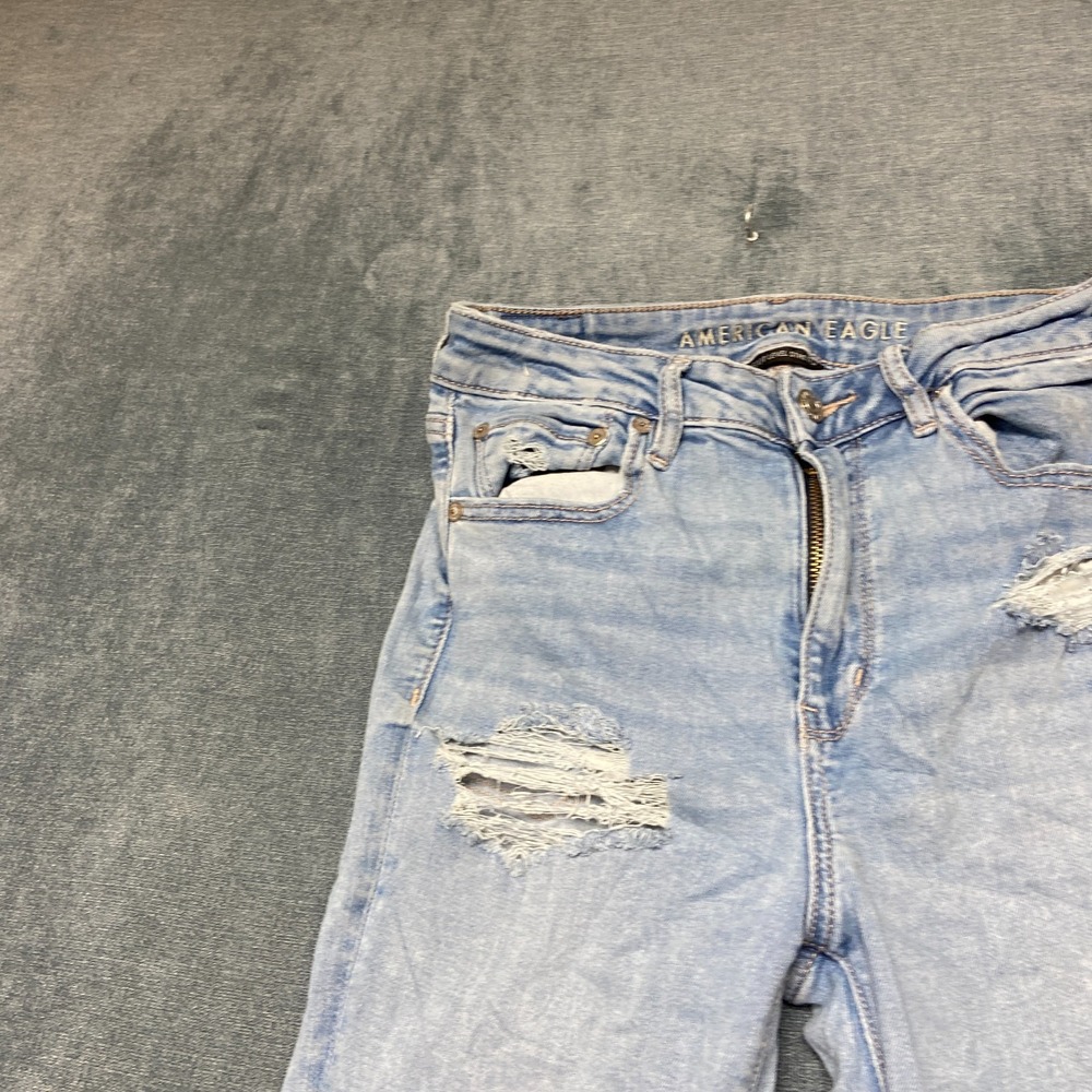 American Eagle Outfitters Flare Jeans Womens 6 Blue Stretch Mid Rise Distressed - Picture 5 of 16